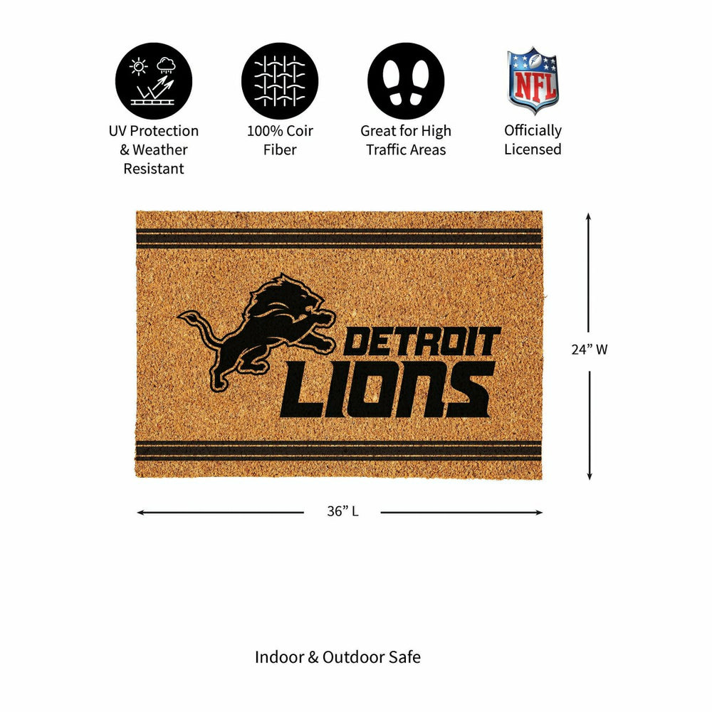 Detroit Lions Large One Color Coir Mat, 36"x24" - NFL
