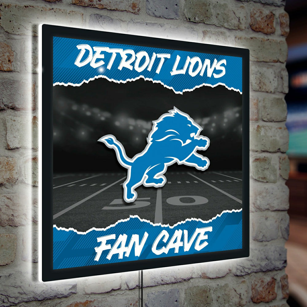 Detroit Lions 23"H x 23"L LED Wall Decor, Edgelite, Square - NFL Home