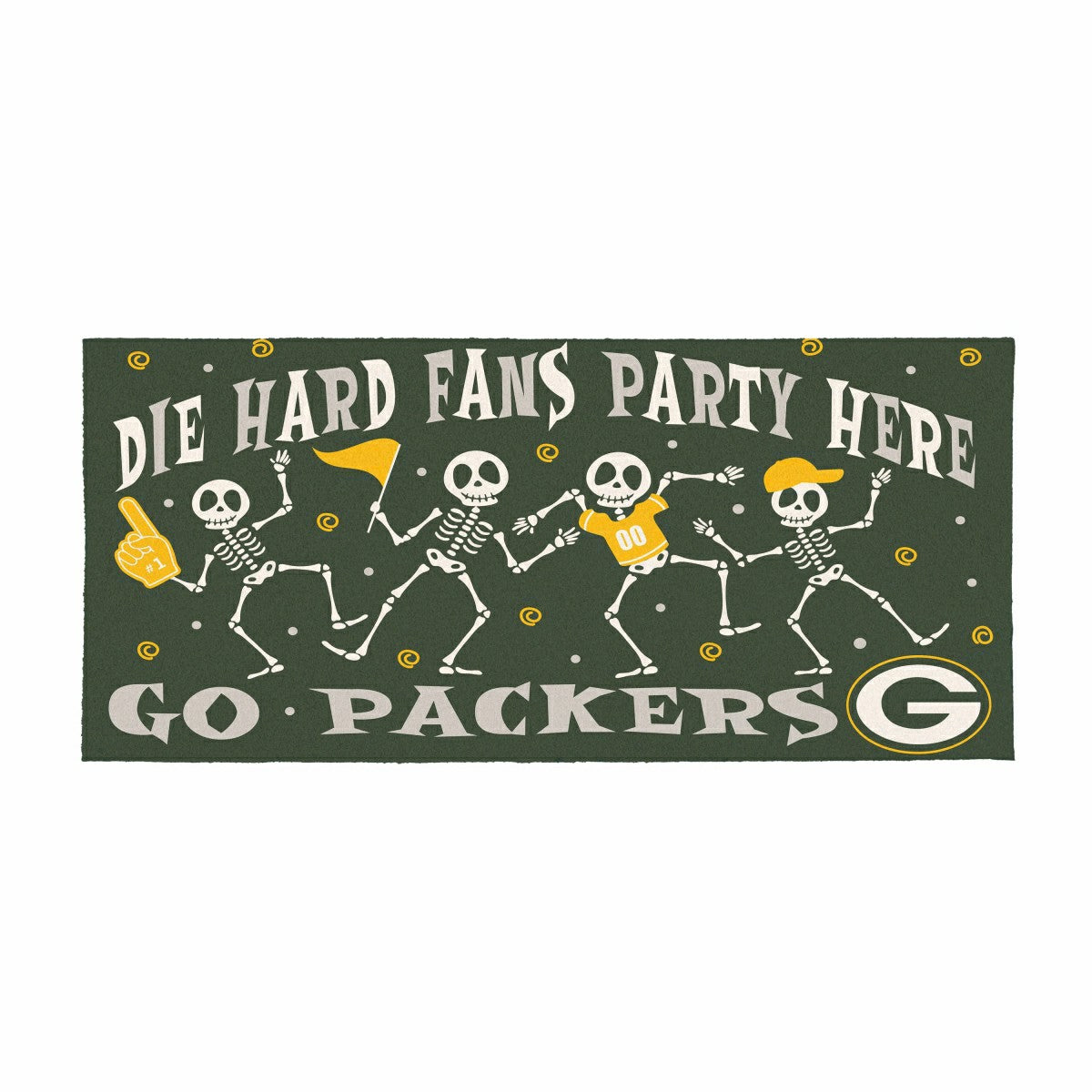 Green Bay Packers Flocked Coir Halloween Sassafras Switch Mat, 22"x10" - NFL