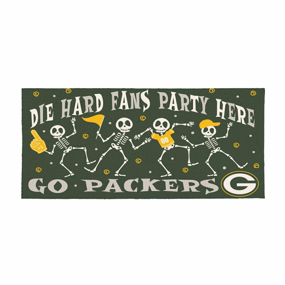 Green Bay Packers Flocked Coir Halloween Sassafras Switch Mat, 22"x10" - NFL