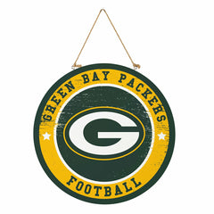Green Bay Packers Round Door Décor with Hanging Rope, 18x18 - NFL Home