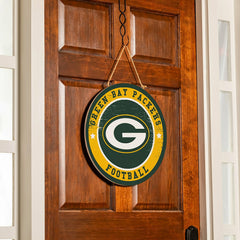 Green Bay Packers Round Door Décor with Hanging Rope, 18x18 - NFL Home