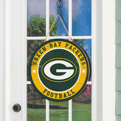 Green Bay Packers Round Door Décor with Hanging Rope, 18x18 - NFL Home