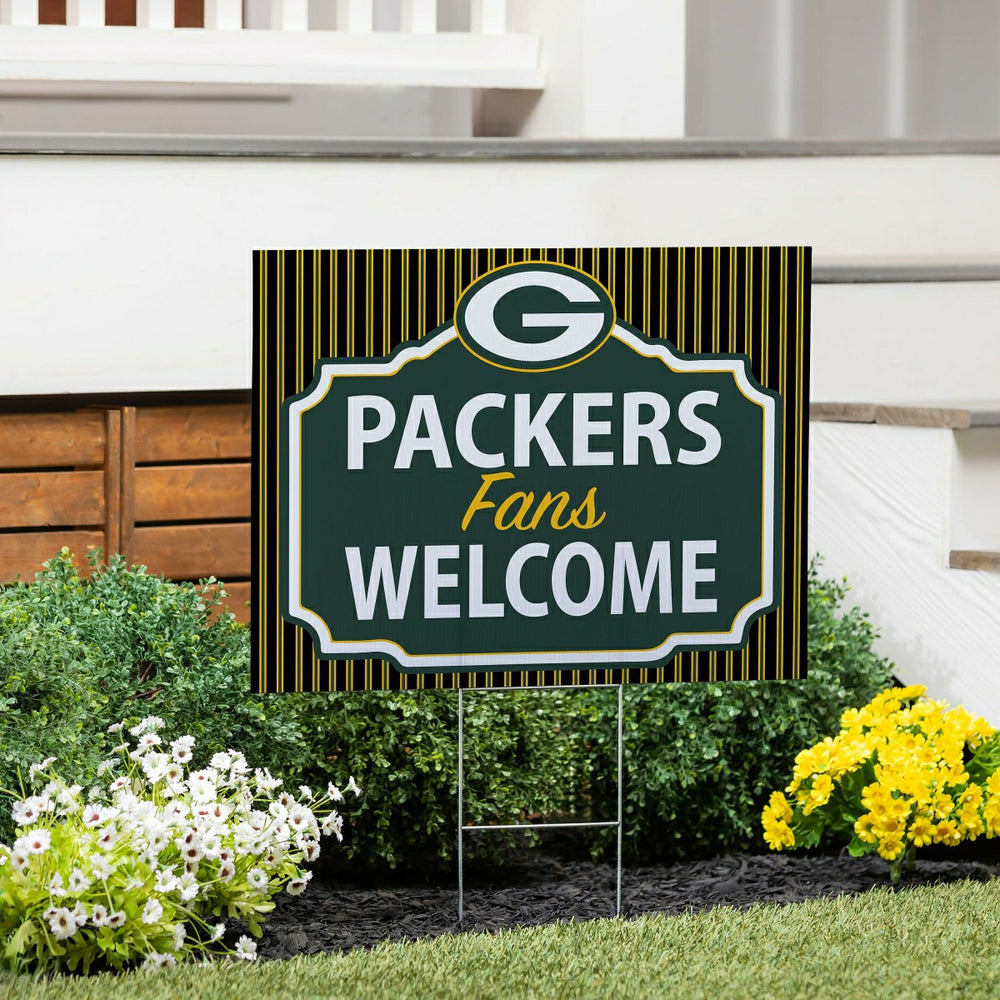 Green Bay Packers Coroplast Yard Sign, "Fans Welcome" - NFL Home