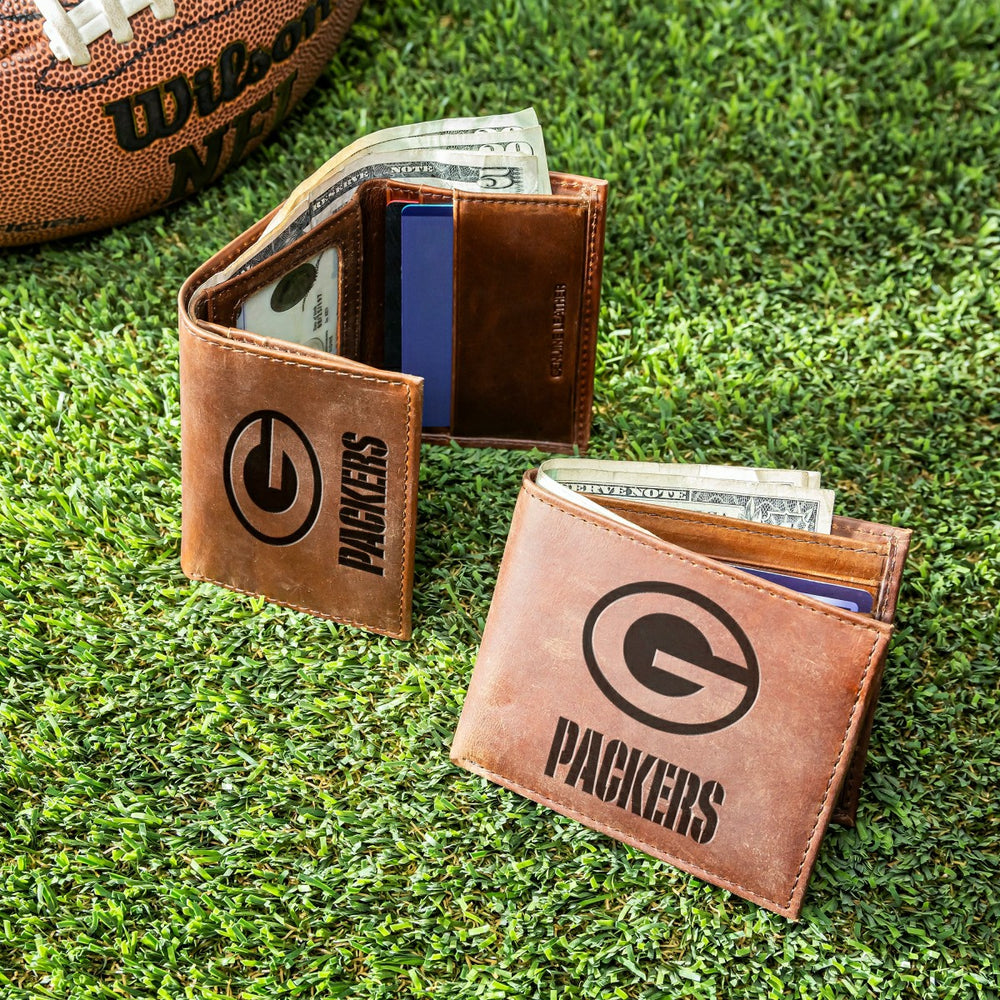Green Bay Packers, Bi-Fold and Tri-Fold Wallet Gift Set, Brown - NFL Home