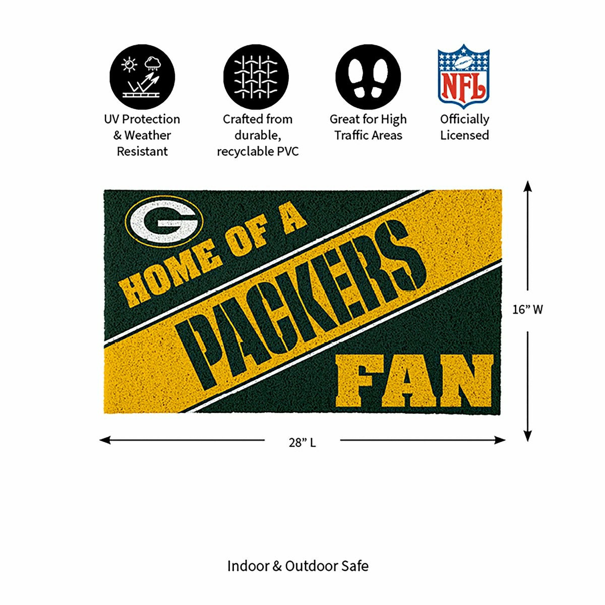 Green Bay Packers, PVC Mat COLOR, Home of a Fan - NFL