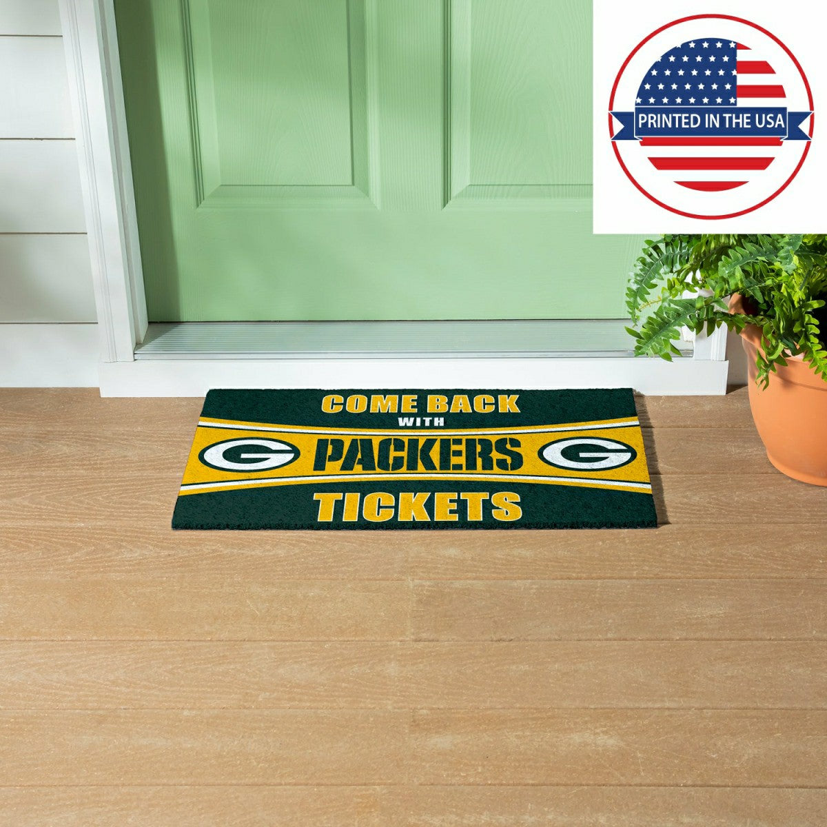 28" x 16" PVC Trapper Mat, Come Back with Tickets, Green Bay Packers - NFL
