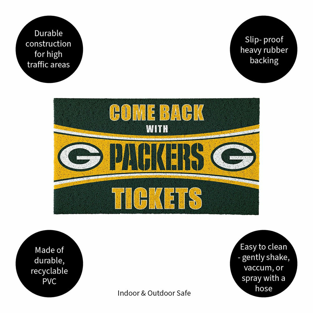 28" x 16" PVC Trapper Mat, Come Back with Tickets, Green Bay Packers - NFL