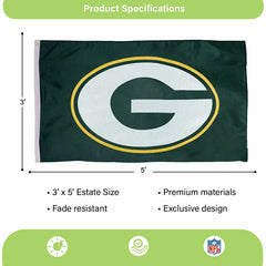 Green Bay Packers Single Sided Estate Flag with 2 Grommets, 3'x5' - NFL Home