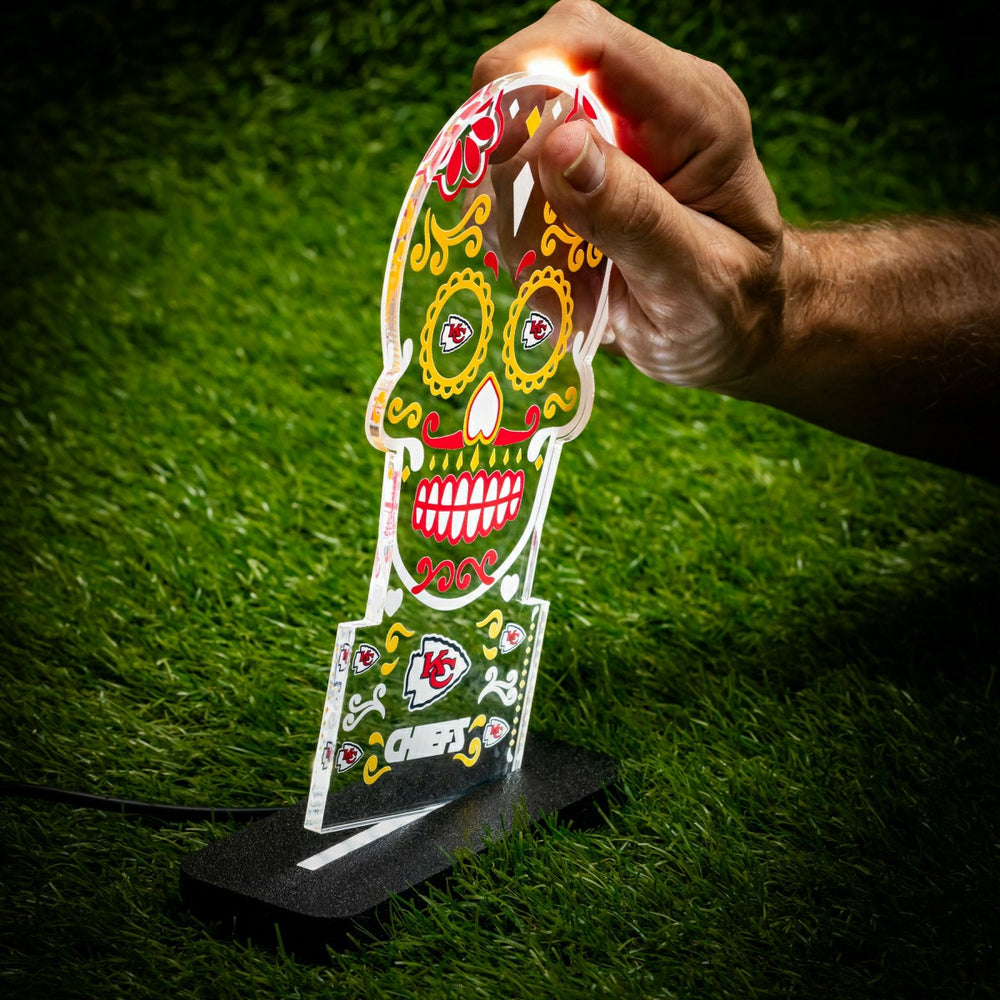 Kansas City Chiefs NFL Football Sugar Skull Desklite LED Decor - NFL Home