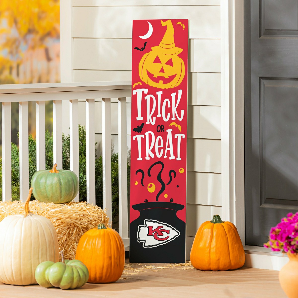 47" Double Sided Leaner, Kansas City Chiefs, Halloween - NFL Home