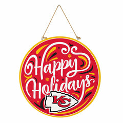 Kansas City Chiefs Holiday Round Door Décor with Hanging Rope, 18x18 - NFL Home