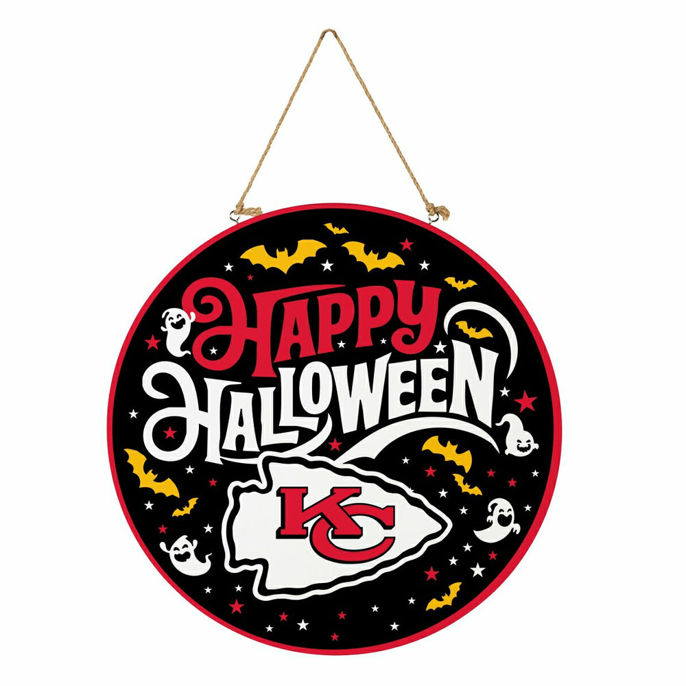 Kansas City Chiefs Halloween Round Door Décor with Hanging Rope, 18x18 - NFL Home