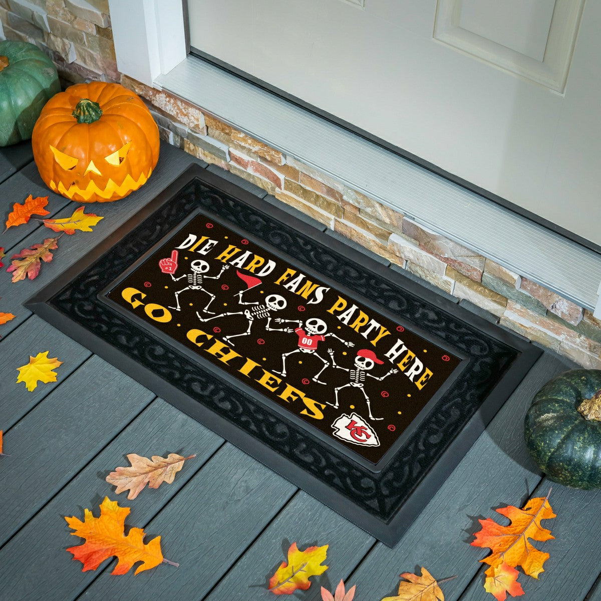 Kansas City Chiefs Flocked Coir Halloween Sassafras Switch Mat, 22"x10 - NFL