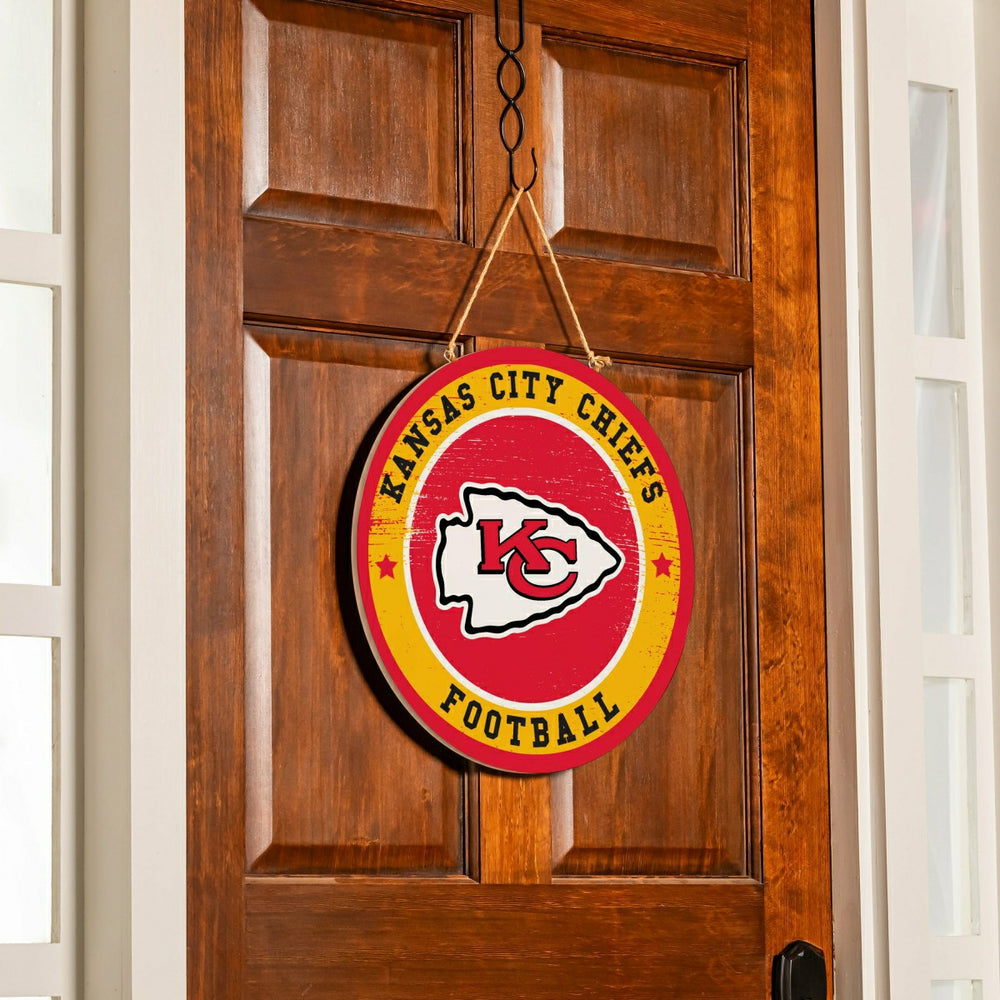 Kansas City Chiefs Round Door Décor with Hanging Rope, 18x18 - NFL Home