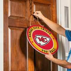 Kansas City Chiefs Round Door Décor with Hanging Rope, 18x18 - NFL Home