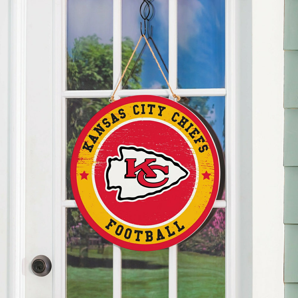 Kansas City Chiefs Round Door Décor with Hanging Rope, 18x18 - NFL Home