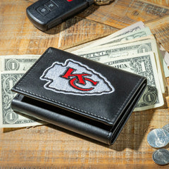 Kansas City Chiefs Black Tri-Fold Embroidered Wallet w/ RFID Blocking - NFL Home