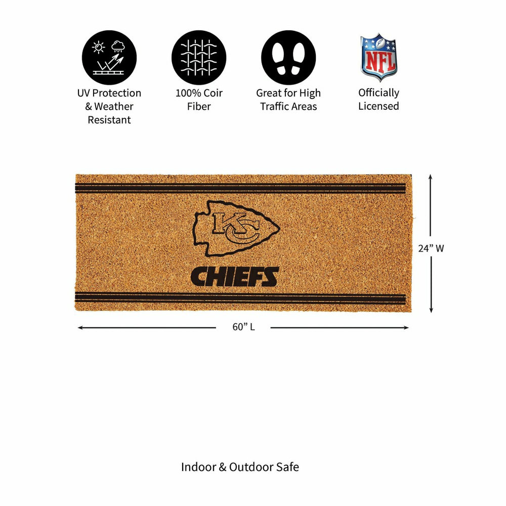 Kansas City Chiefs Extra Large One Color Coir Mat, 60"x24" - NFL