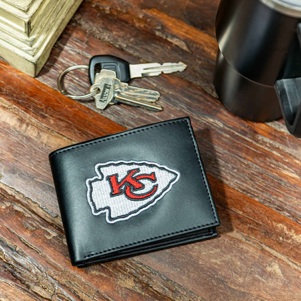 Kansas City Chiefs Black Bi-Fold Embroidered Wallet w/ RFID Blocking - NFL Home