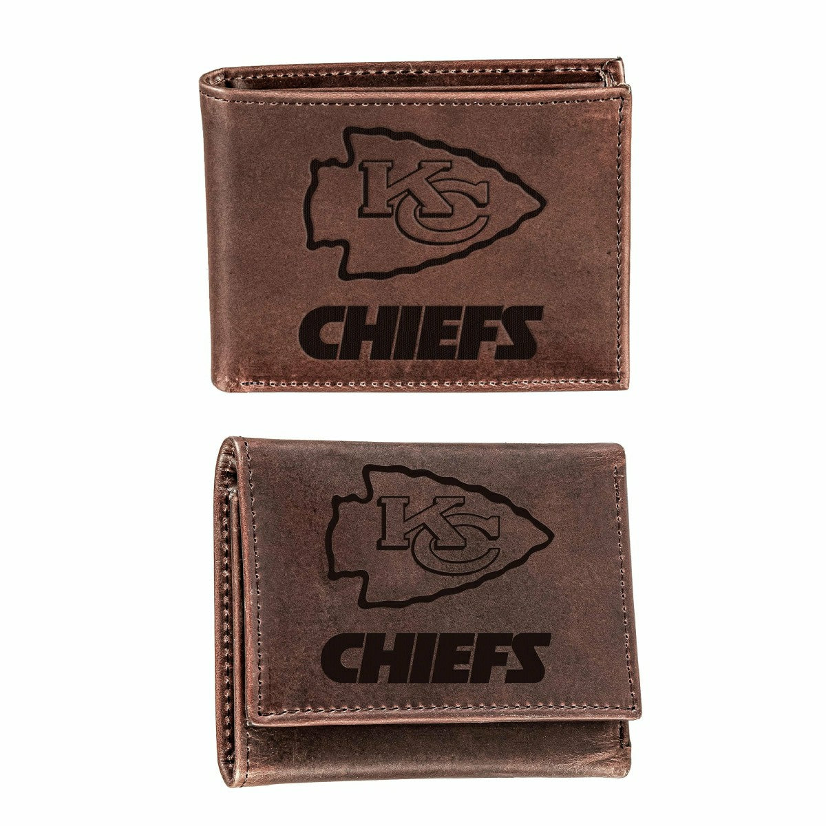 Kansas City Chiefs, Bi-Fold and Tri-Fold Wallet Gift Set, Brown - NFL Home
