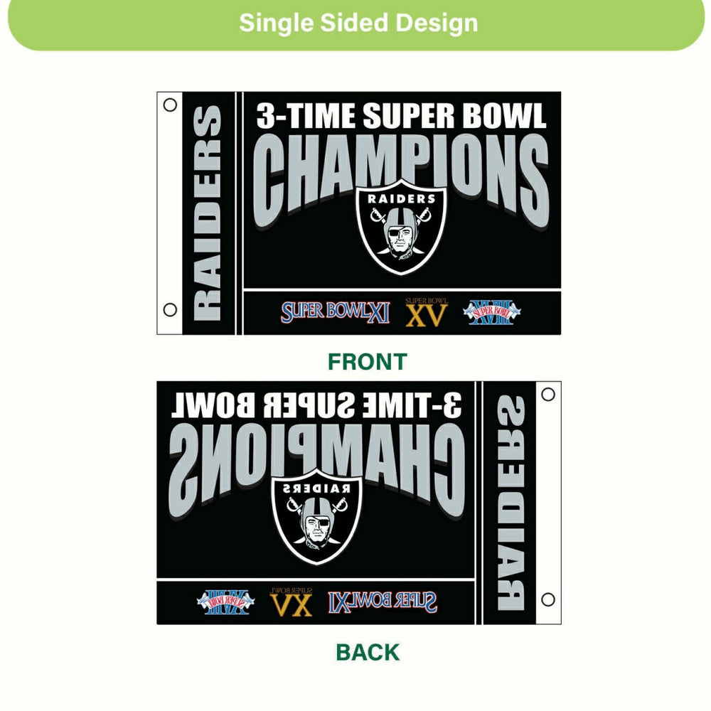 Las Vegas Raiders Multi-Win Superbowl Champions Football 3x5 Flag - NFL Home