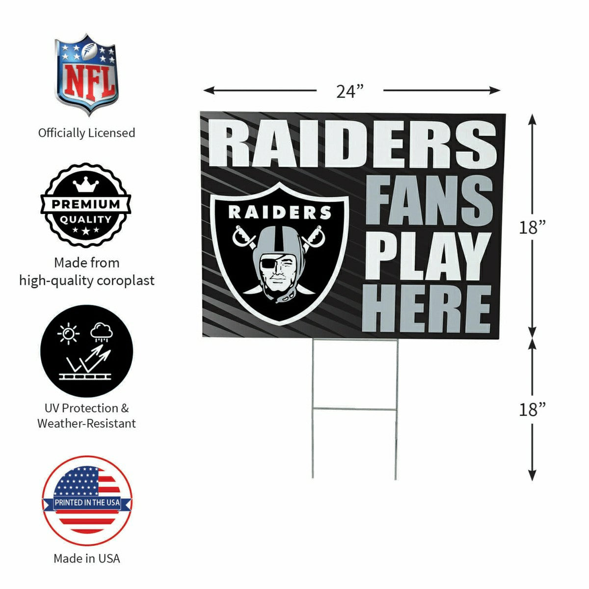 Las Vegas Raiders Coroplast Yard Sign "Fans Play Here" - NFL Home