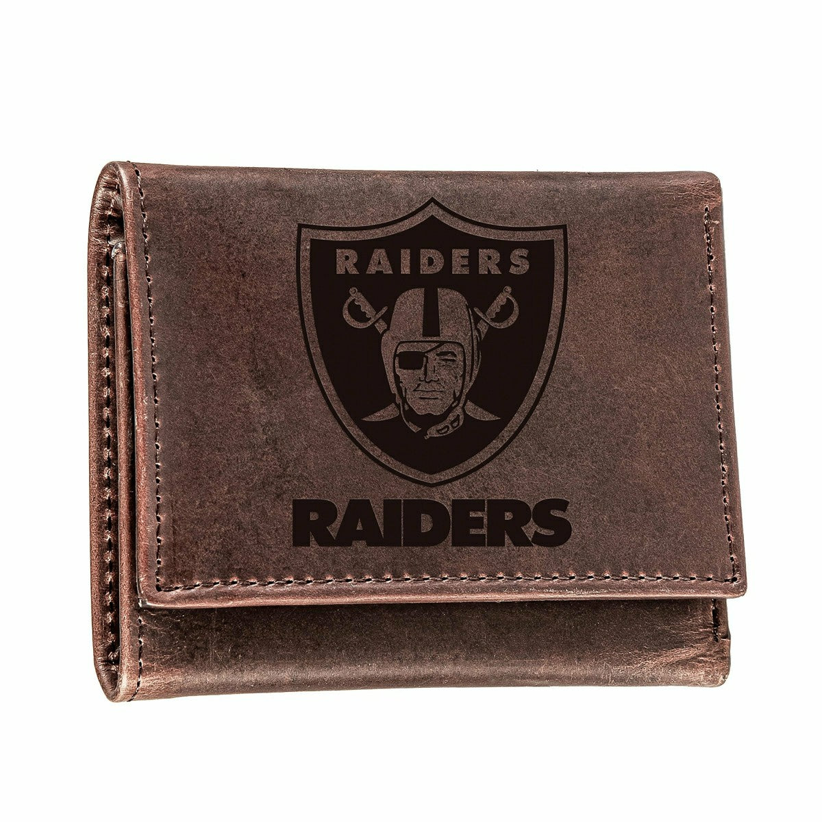 Las Vegas Raiders, Tri-Fold Wallet, Brown, CH, 100% Genuine Leather - NFL Home