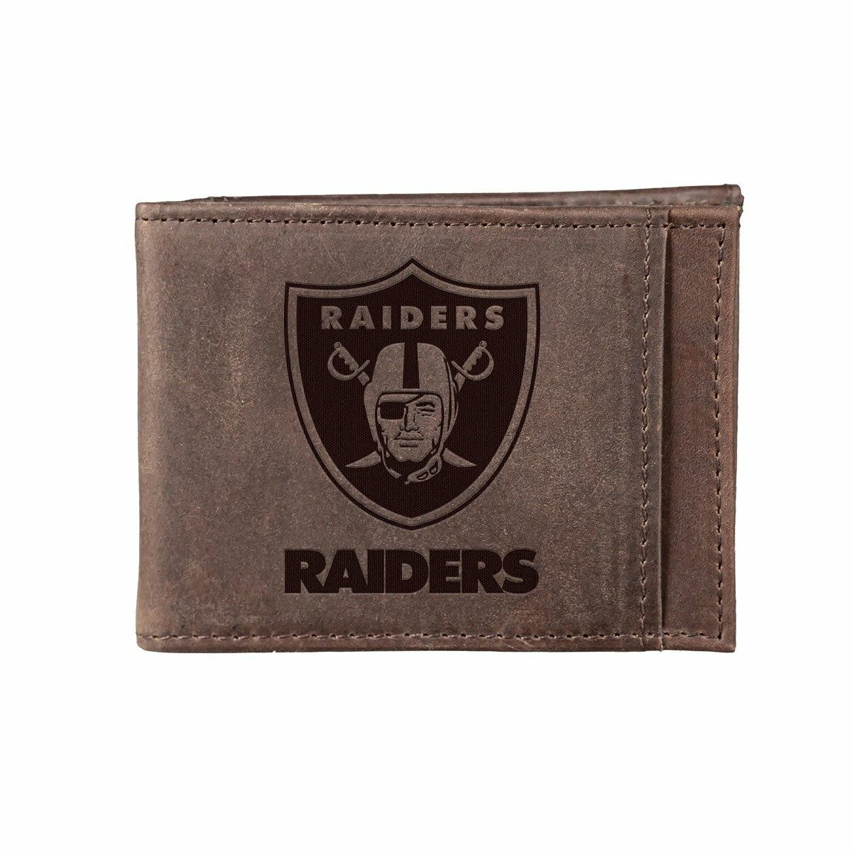Front Pocket Wallet w/ RFID Blocking, Las Vegas Raiders, Brown - NFL Home