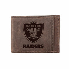 Front Pocket Wallet w/ RFID Blocking, Las Vegas Raiders, Brown - NFL Home