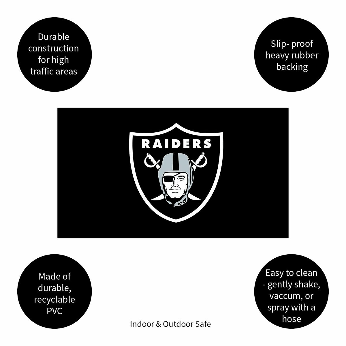Full Color PVC Mat, 16" x 28", Las Vegas Raiders - NFL