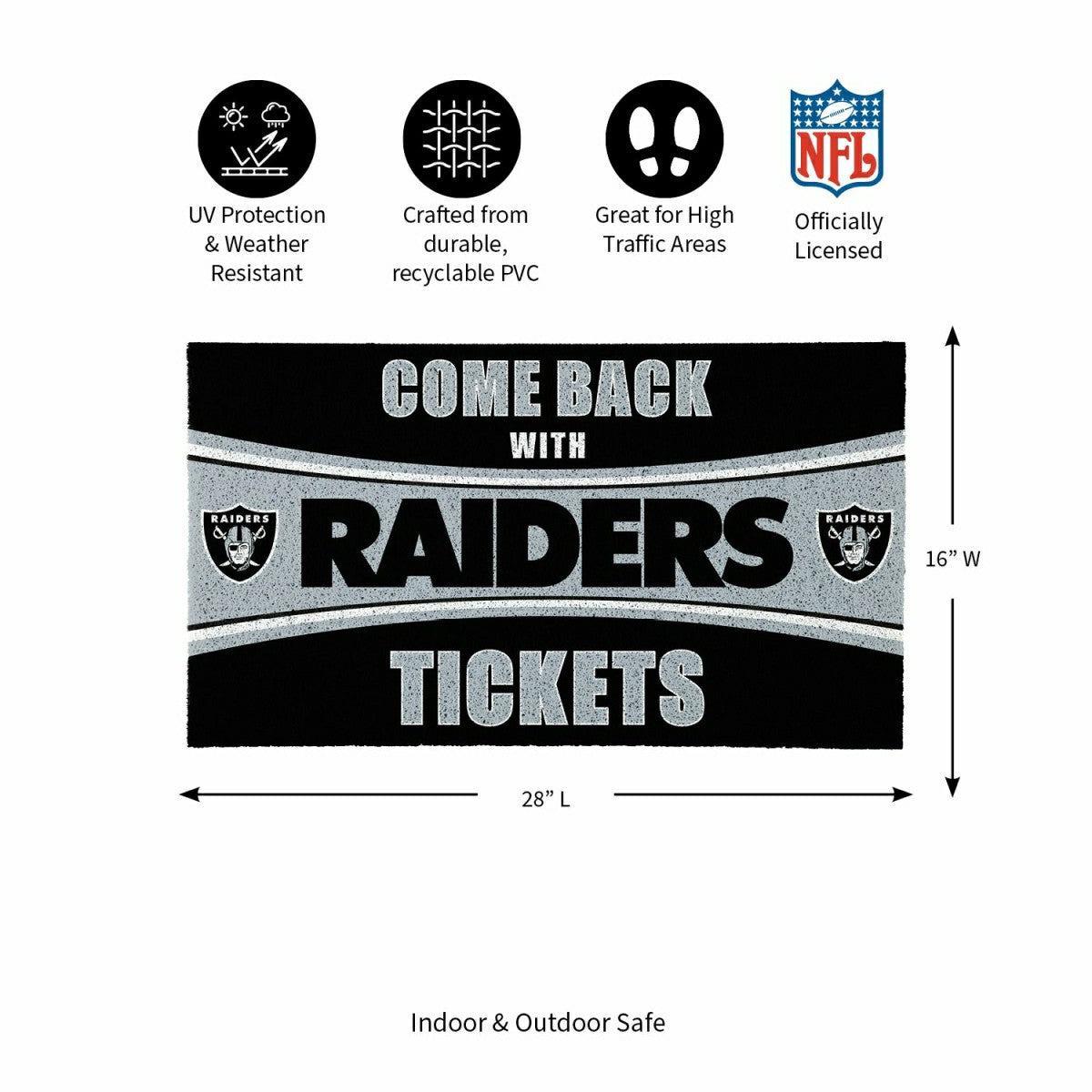 28" x 16" PVC Trapper Mat, Come Back with Tickets, Las Vegas Raiders - NFL