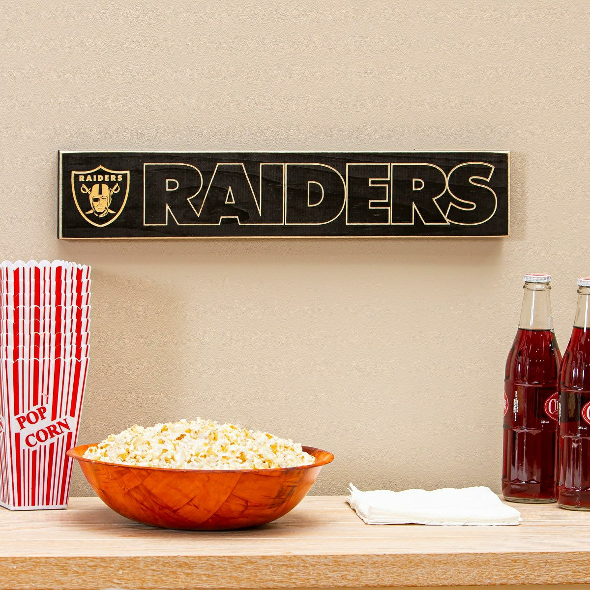 Las Vegas Raiders Engraved Wood Sign, 3.5" x 18" - NFL Home