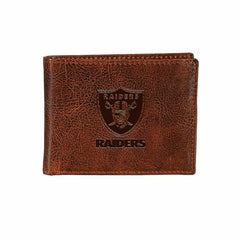 Las Vegas Raiders, Embossed 100% Genuine Tumbled Leather Passcase Bi-F - NFL Home
