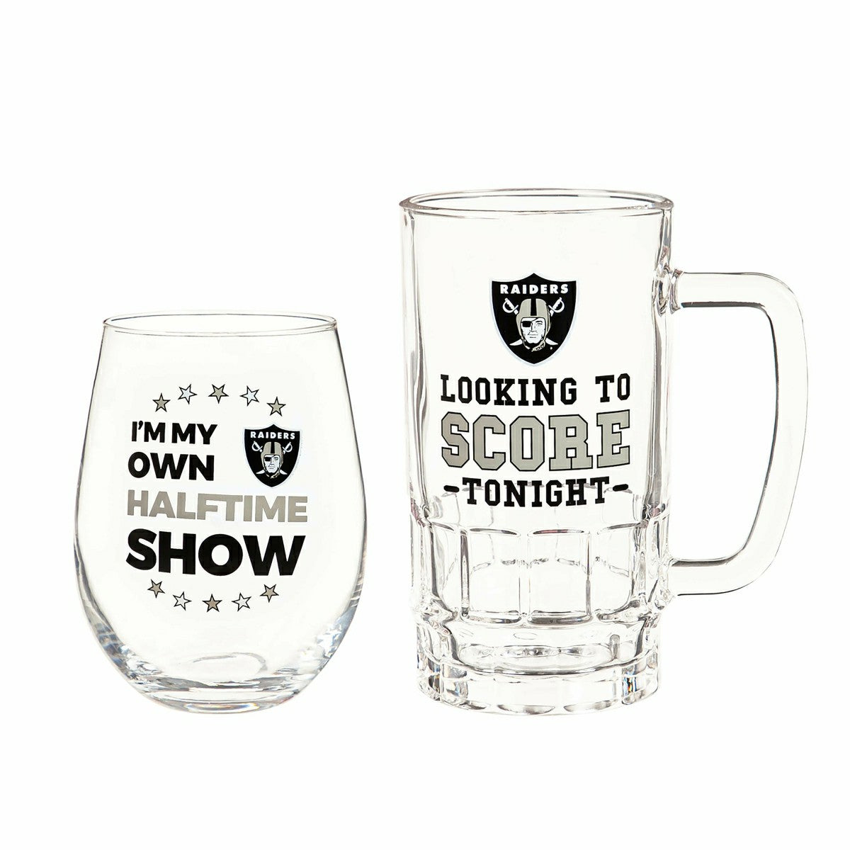 Las Vegas Raiders, Stemless 17OZ Wine & Beer 16 OZ Gift Set - NFL Home