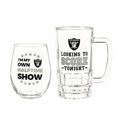 Las Vegas Raiders, Stemless 17OZ Wine & Beer 16 OZ Gift Set - NFL Home