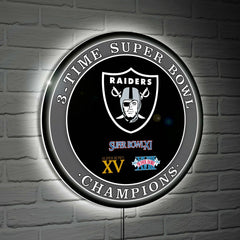 Las Vegas Raiders Multi-Win Superbowl Champions Football Round LED Wal - NFL Home