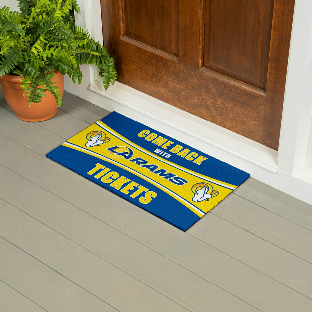 28" x 16" PVC Trapper Mat, Come Back with Tickets, Los Angeles Rams - NFL