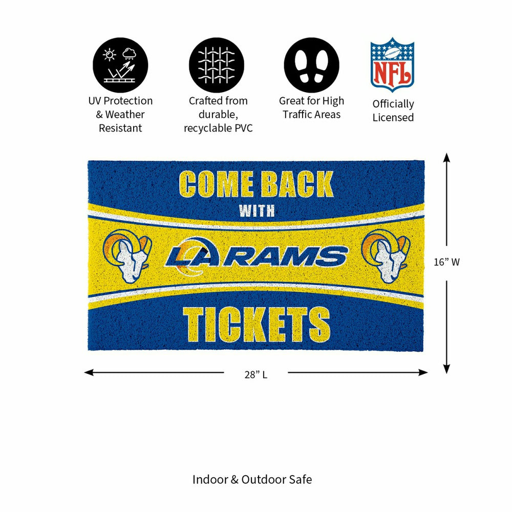 28" x 16" PVC Trapper Mat, Come Back with Tickets, Los Angeles Rams - NFL