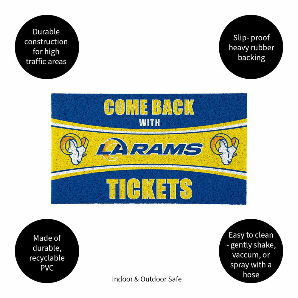 28" x 16" PVC Trapper Mat, Come Back with Tickets, Los Angeles Rams - NFL