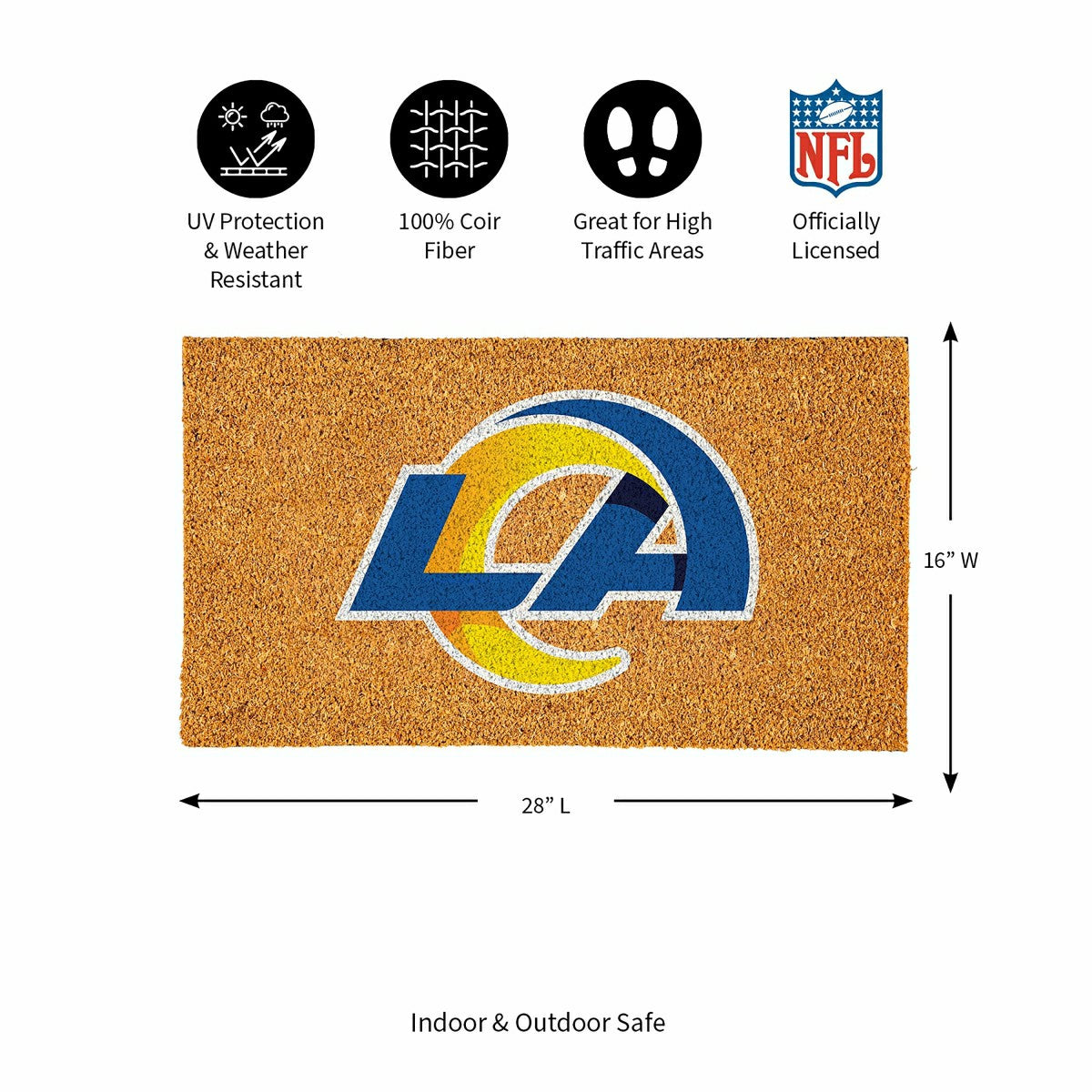 Coir Mat, 16"x28", Los Angeles Rams - NFL