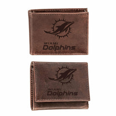 Miami Dolphins, Bi-Fold and Tri-Fold Wallet Gift Set, Brown - NFL Home