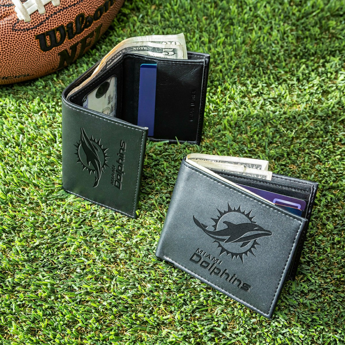 Miami Dolphins, Bi-Fold and Tri-Fold Wallet Gift Set, Black - NFL Home