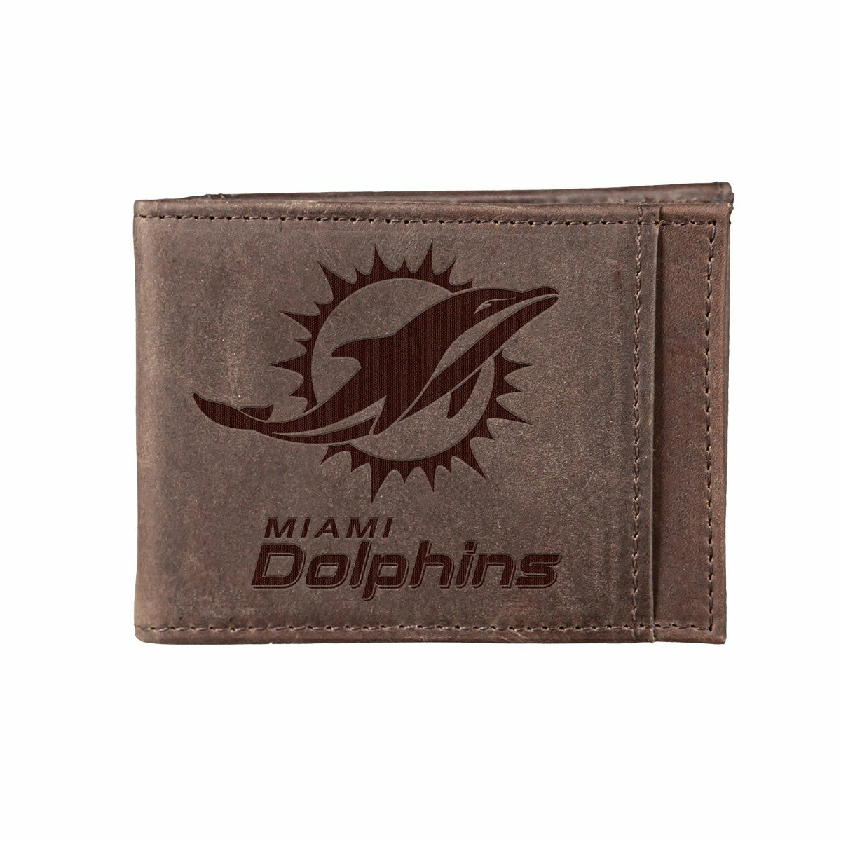 Front Pocket Wallet w/ RFID Blocking, Miami Dolphins, Brown - NFL Home