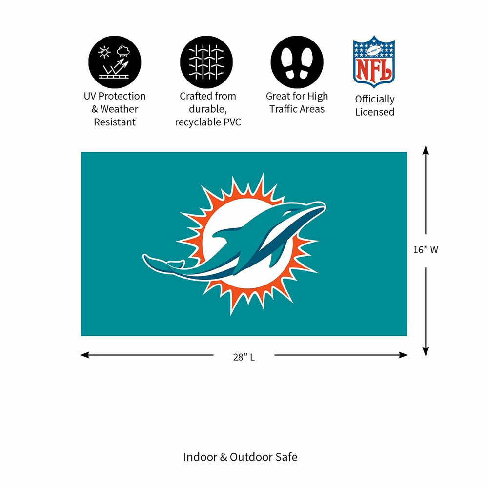 Full Color PVC Mat, 16" x 28", Miami Dolphins - NFL
