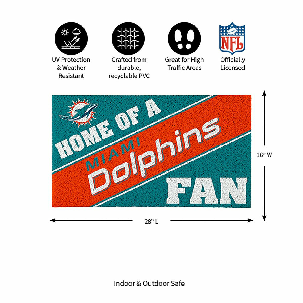 Miami Dolphins, PVC Mat COLOR, Home of a Fan - NFL