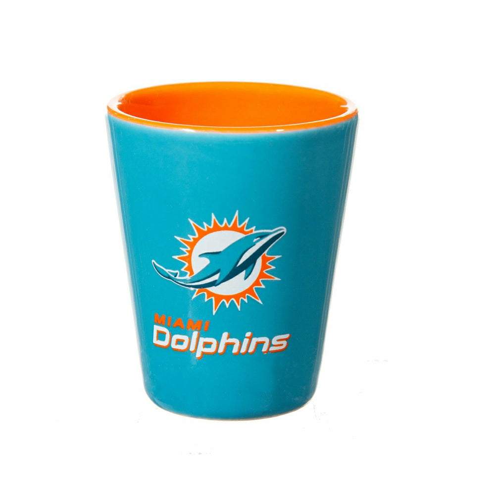 Miami Dolphins 4-Piece Ceramic and Glass 2oz. Shot Glass Set - NFL Home