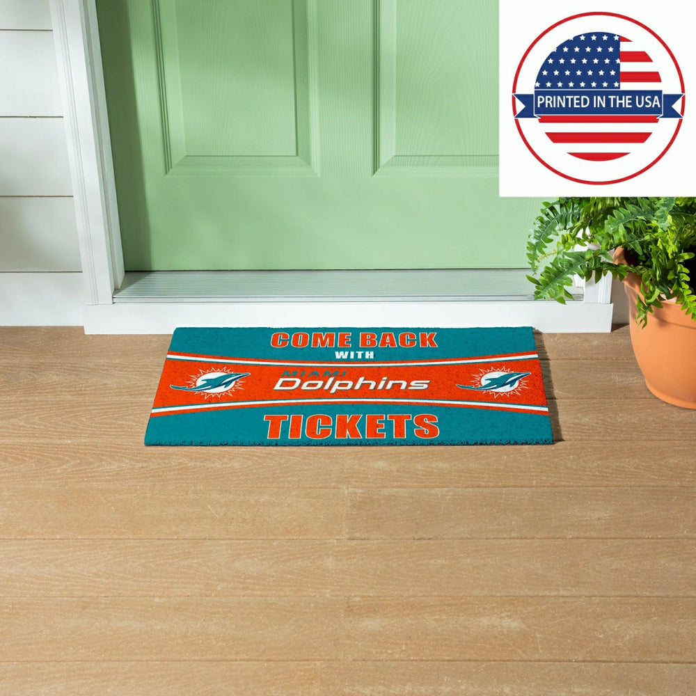 28" x 16" PVC Trapper Mat, Come Back with Tickets, Miami Dolphins - NFL