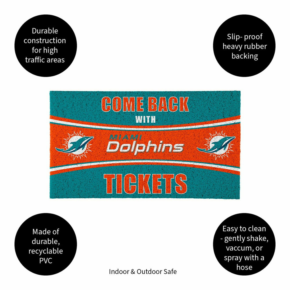 28" x 16" PVC Trapper Mat, Come Back with Tickets, Miami Dolphins - NFL