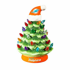 8" LED Ceramic Christmas Tree, Miami Dolphins - NFL Home